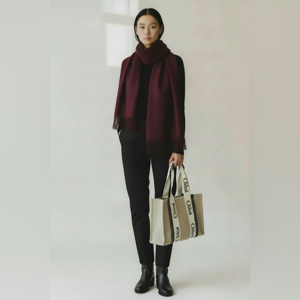 COS Burgundy Wool Scarf New with Tag - Picture 2 of 3